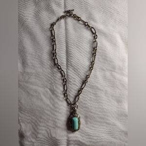 Silver chain necklace with turquoise pendant